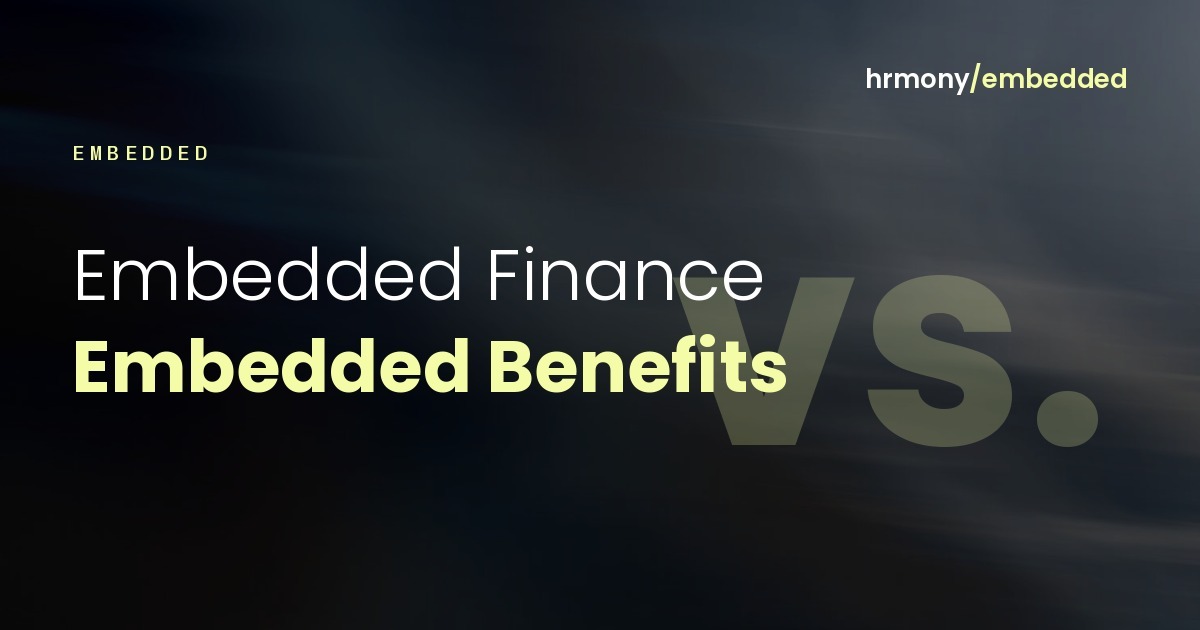 Typografischer Header, der Embedded Finance und Embedded Benefits gegenüberstellt